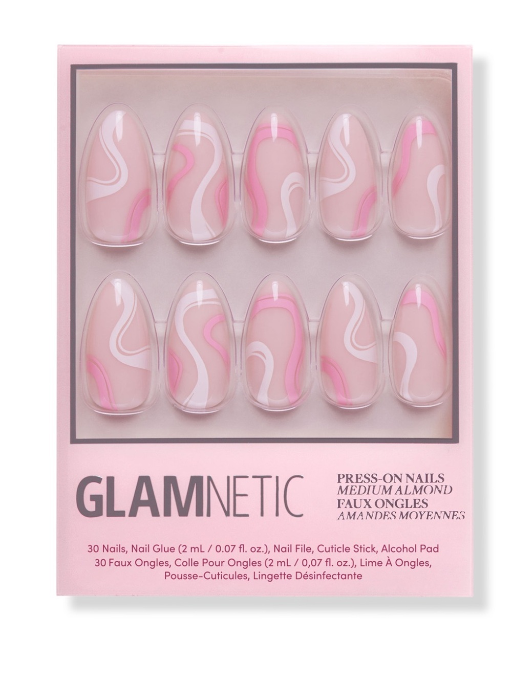 Glamnetic Press-On Almond Nails - Pink Swirl